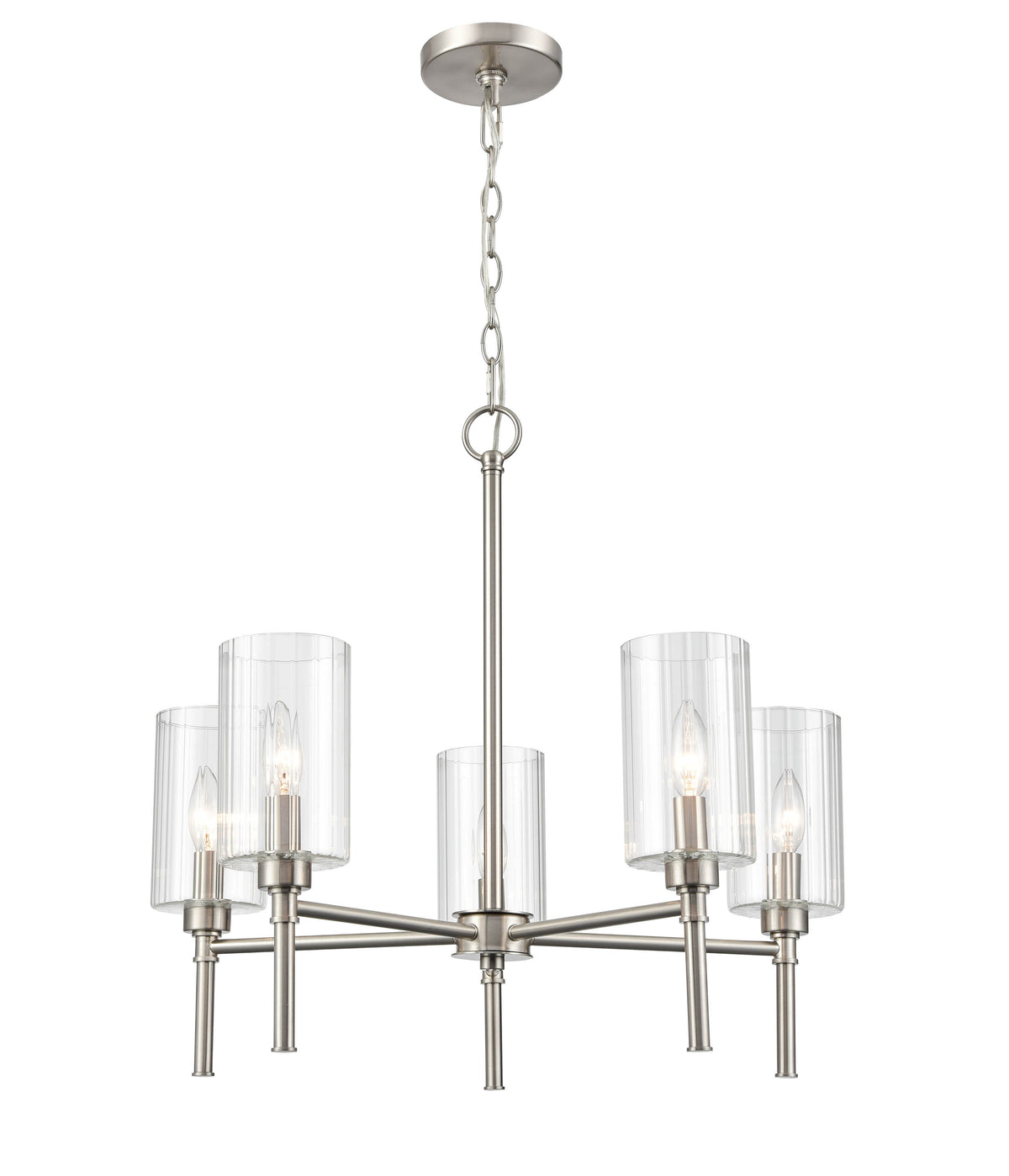 22.25'' Chastine Brushed Nickel 5 Light Chandelier