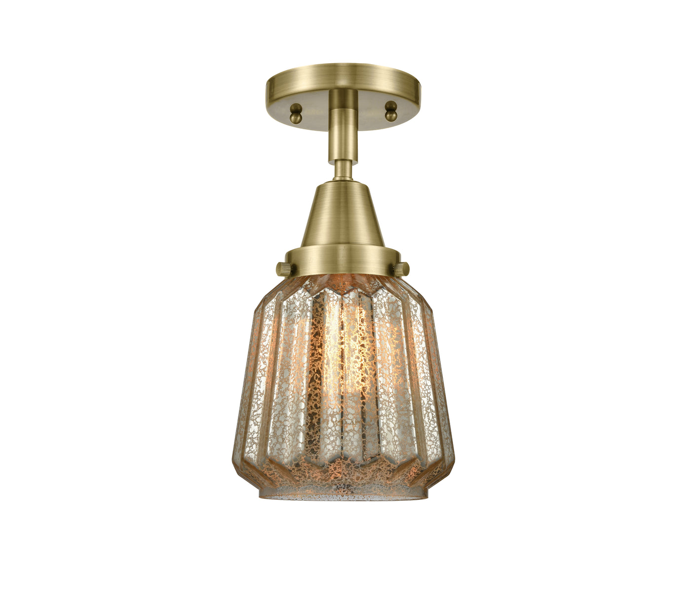 Caden Semi-Flush Mount Satin Nickel Glass