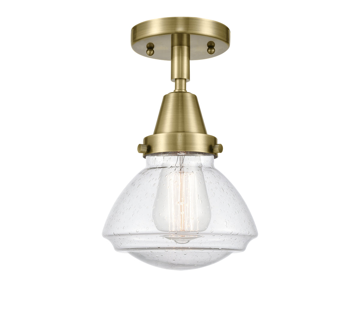 Olean 7-Inch 1-Light Semi-Flush Mount Bell Shade 7.75-Inch High