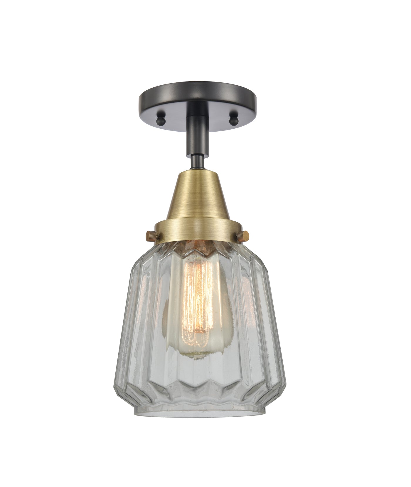 Caden Semi-Flush Mount Satin Nickel Glass