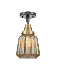 Caden Semi-Flush Mount Satin Nickel Glass