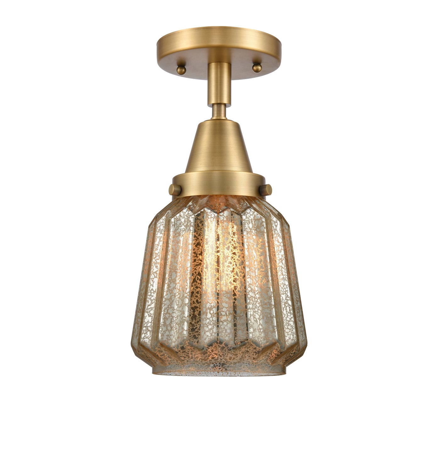 Caden Semi-Flush Mount Satin Nickel Glass