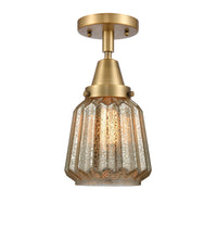 Caden Semi-Flush Mount Satin Nickel Glass