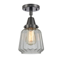 Caden Semi-Flush Mount Satin Nickel Glass
