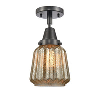 Caden Semi-Flush Mount Satin Nickel Glass