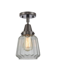Caden Semi-Flush Mount Satin Nickel Glass