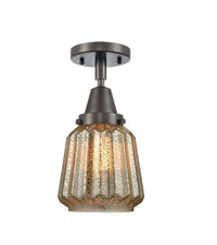 Caden Semi-Flush Mount Satin Nickel Glass