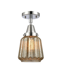 Caden Semi-Flush Mount Satin Nickel Glass