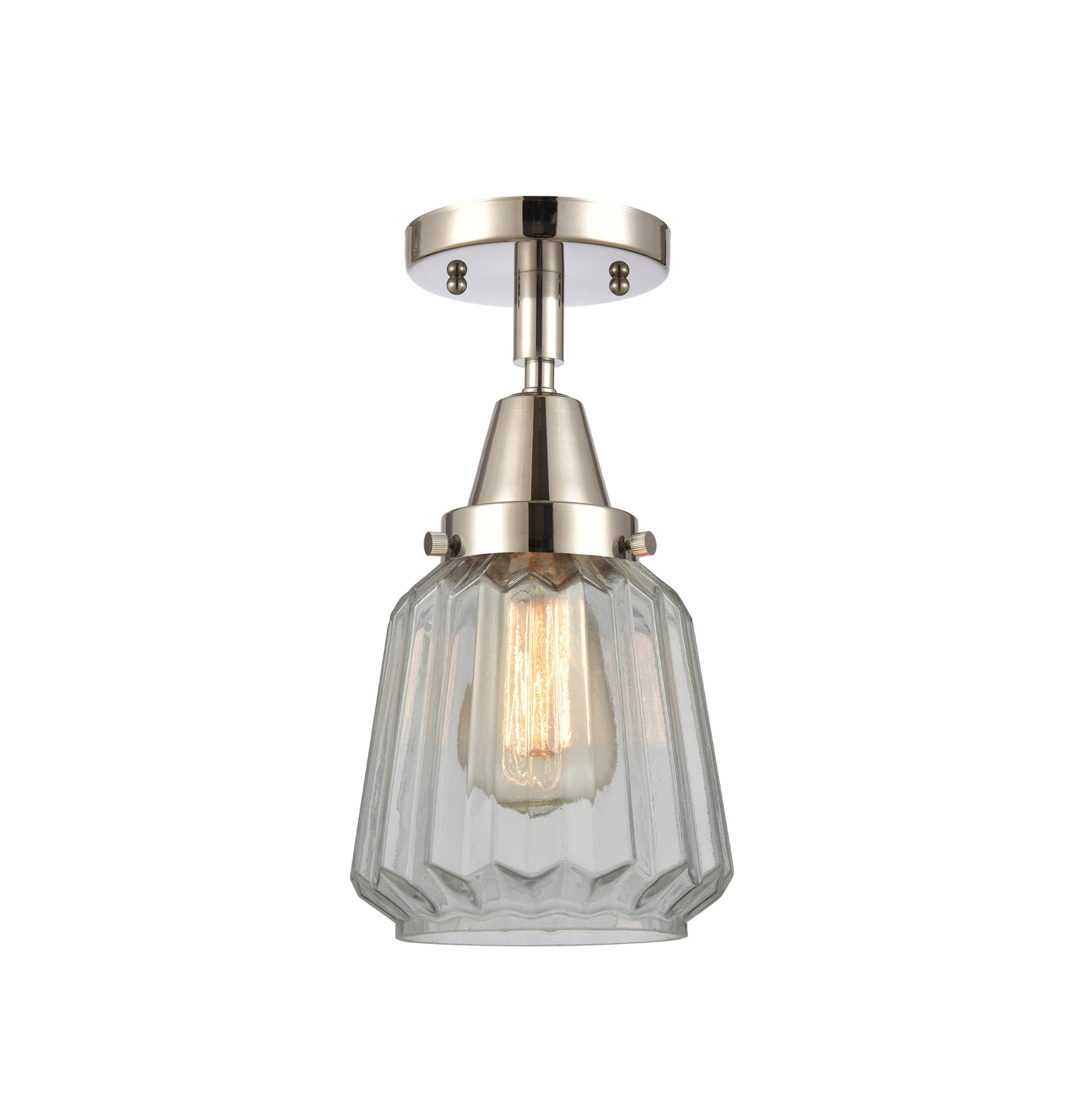 Caden Semi-Flush Mount Satin Nickel Glass
