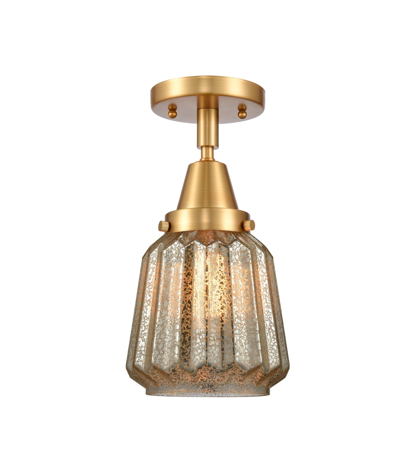 Caden Semi-Flush Mount Satin Nickel Glass