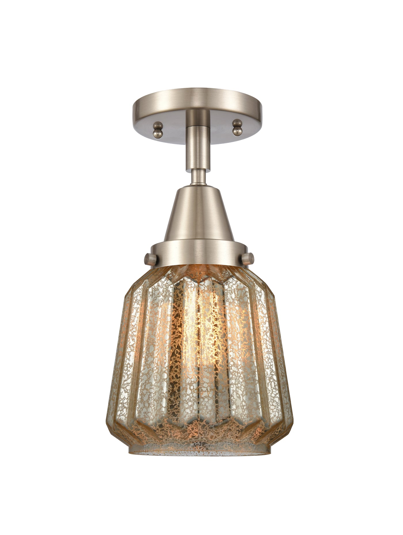 Caden Semi-Flush Mount Satin Nickel Glass