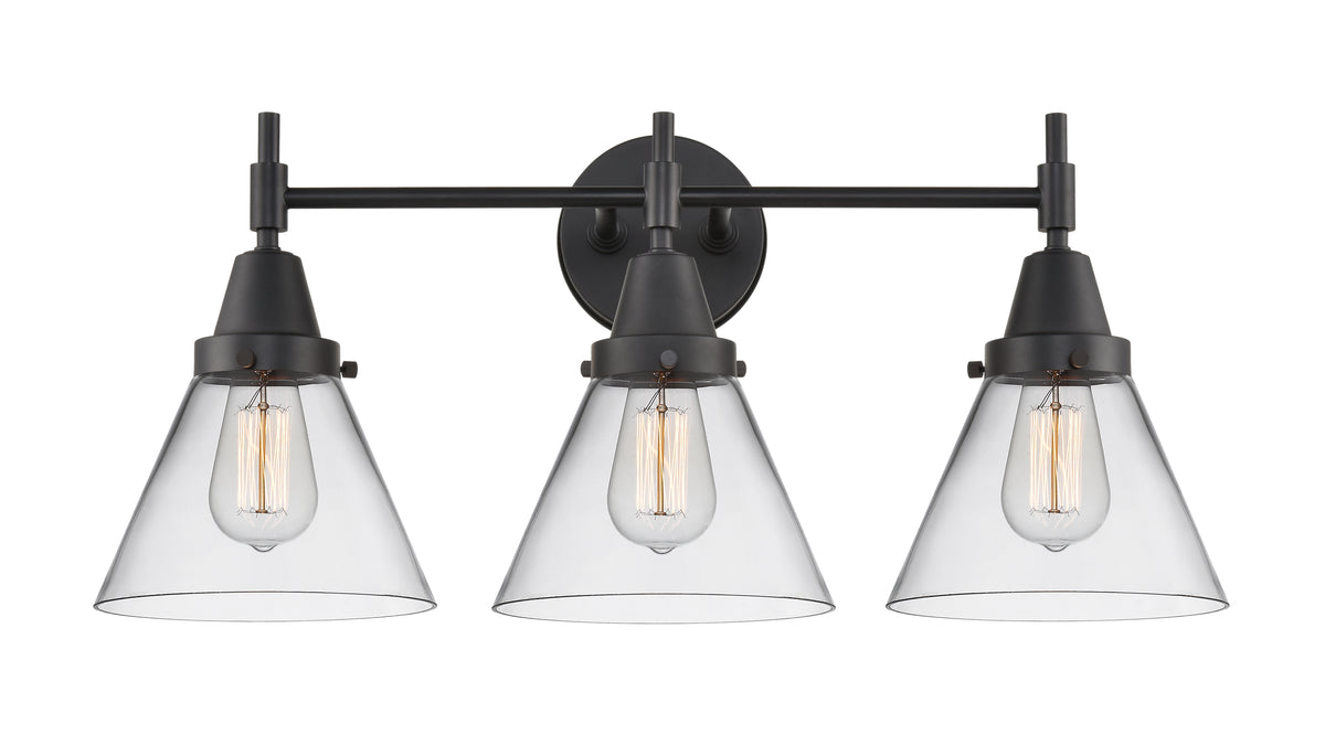 Cone 26-Inch 3-Light Bath Vanity Light 11.25-Inch High 9.125-Inch Extension
