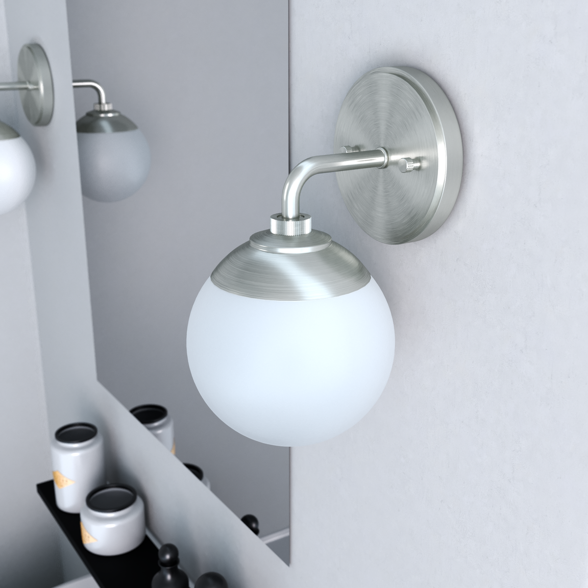 Hepburn 10.75-inch 1-light Brushed Nickel Wall Sconce with Cased White Glass