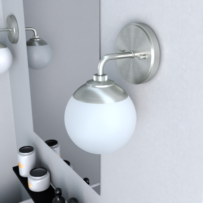 Hepburn 10.75-inch 1-light Brushed Nickel Wall Sconce with Cased White Glass