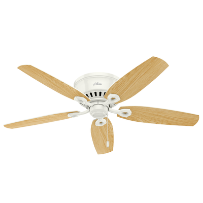 52 inch Builder Snow White Low Profile Ceiling Fan with LED Light Kit and Pull Chain