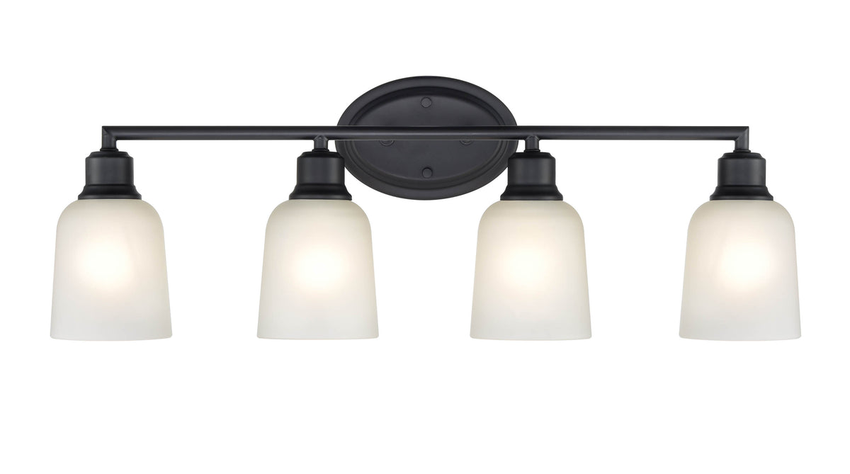 28'' Amberle Matte Black 4 Light Bath Vanity
