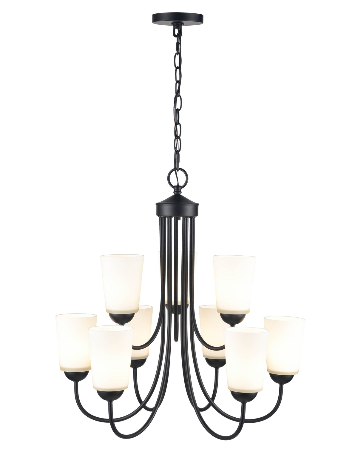 23.25'' Ivey Lake Matte Black 9 Light Chandelier