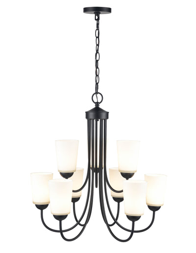 23.25'' Ivey Lake Matte Black 9 Light Chandelier