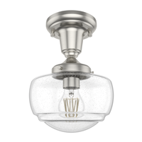 Saddle Creek 7.5-inch 1-light Brushed Nickel Schoolhouse Pendant with Seeded Glass
