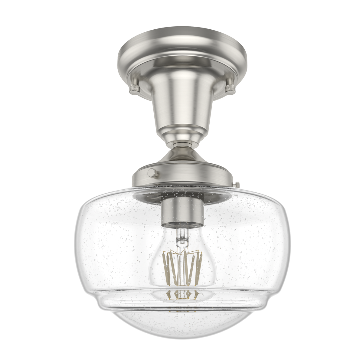 Saddle Creek 7.5-inch 1-light Brushed Nickel Schoolhouse Pendant with Seeded Glass
