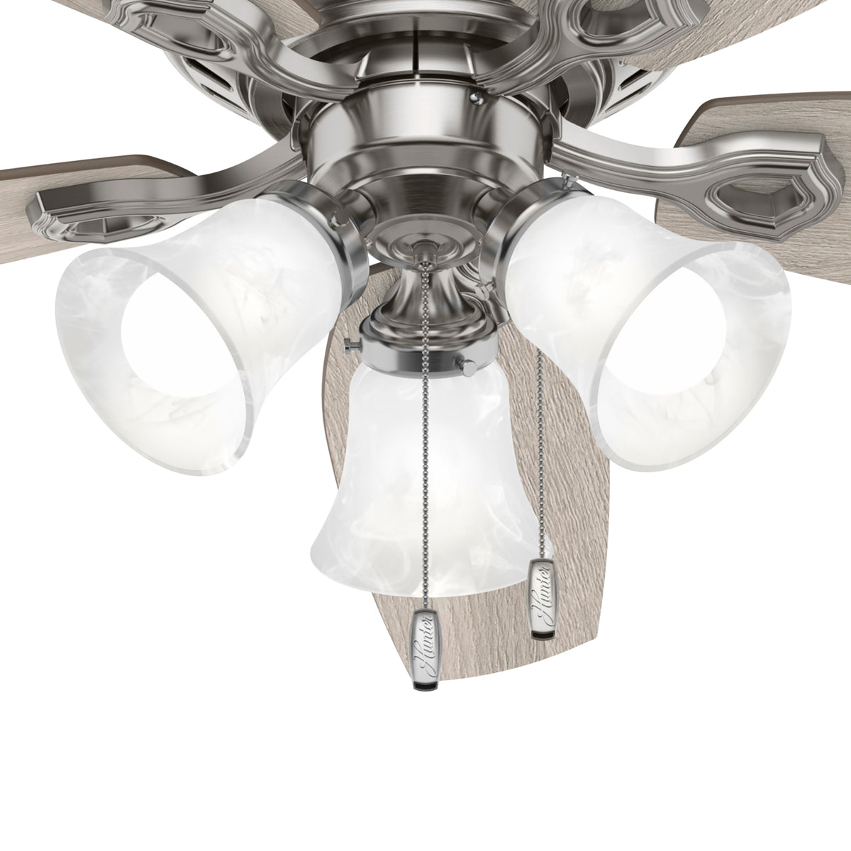 52 inch Builder Brushed Nickel Low Profile Ceiling Fan with LED Light Kit