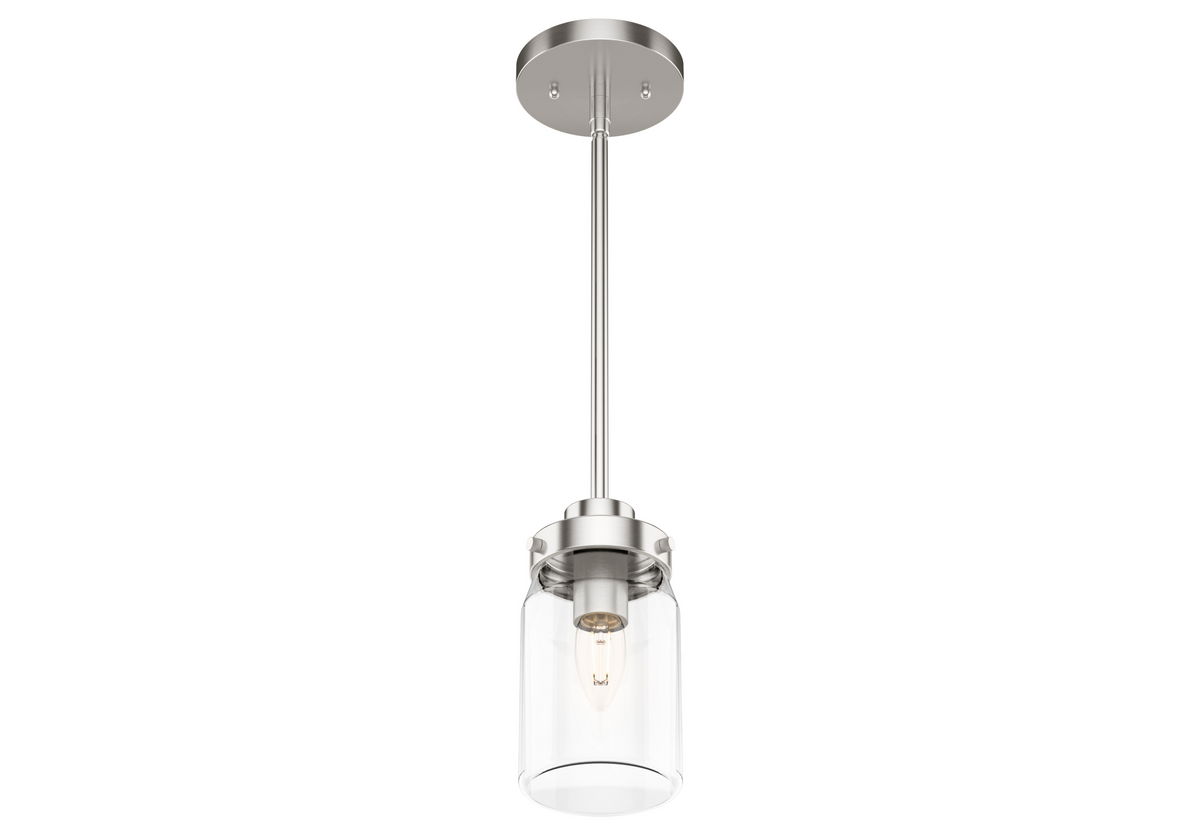 Devon Park 4.5-inch 1-light Brushed Nickel Pendant with Clear Glass