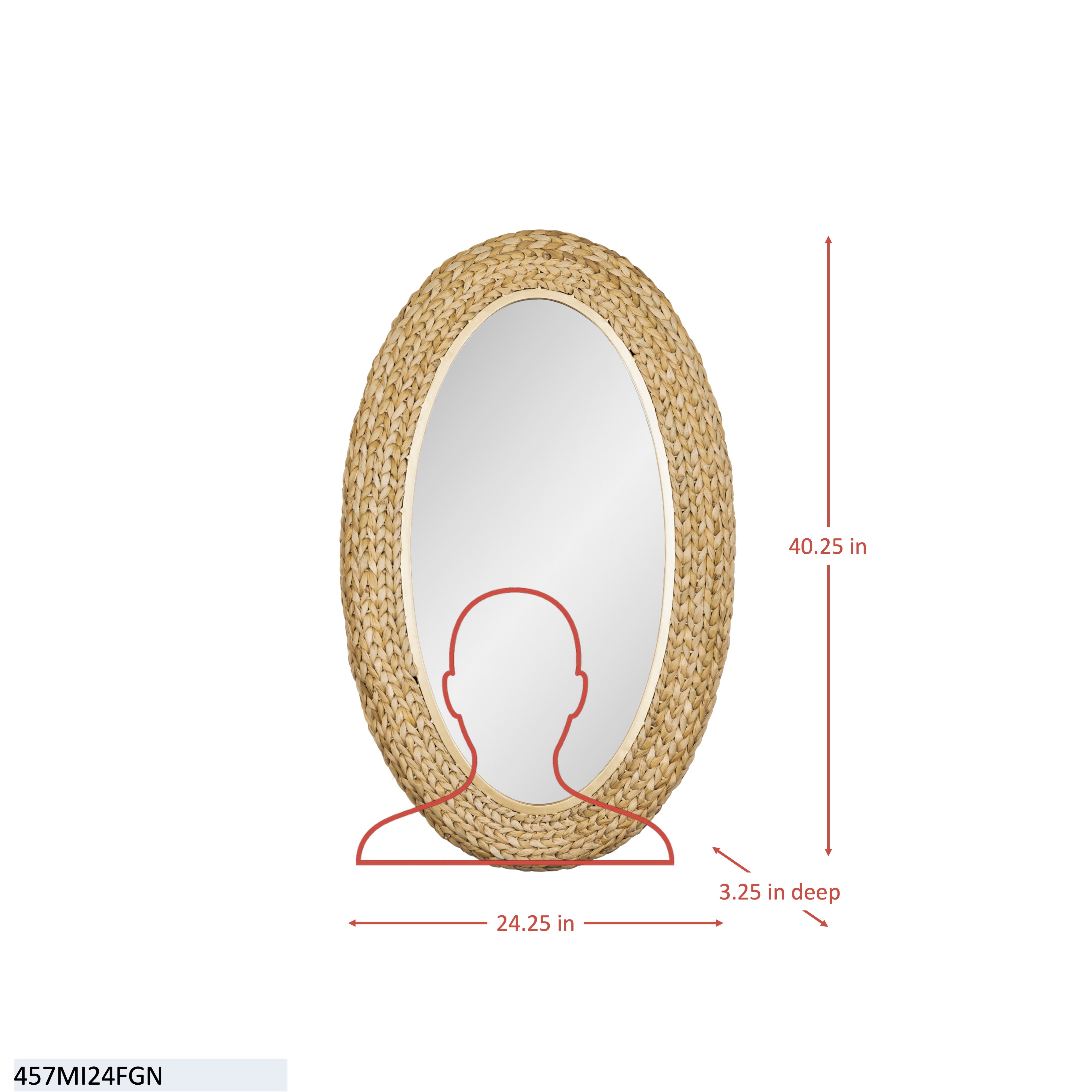 Athena 24x40 Oval Wall Mirror