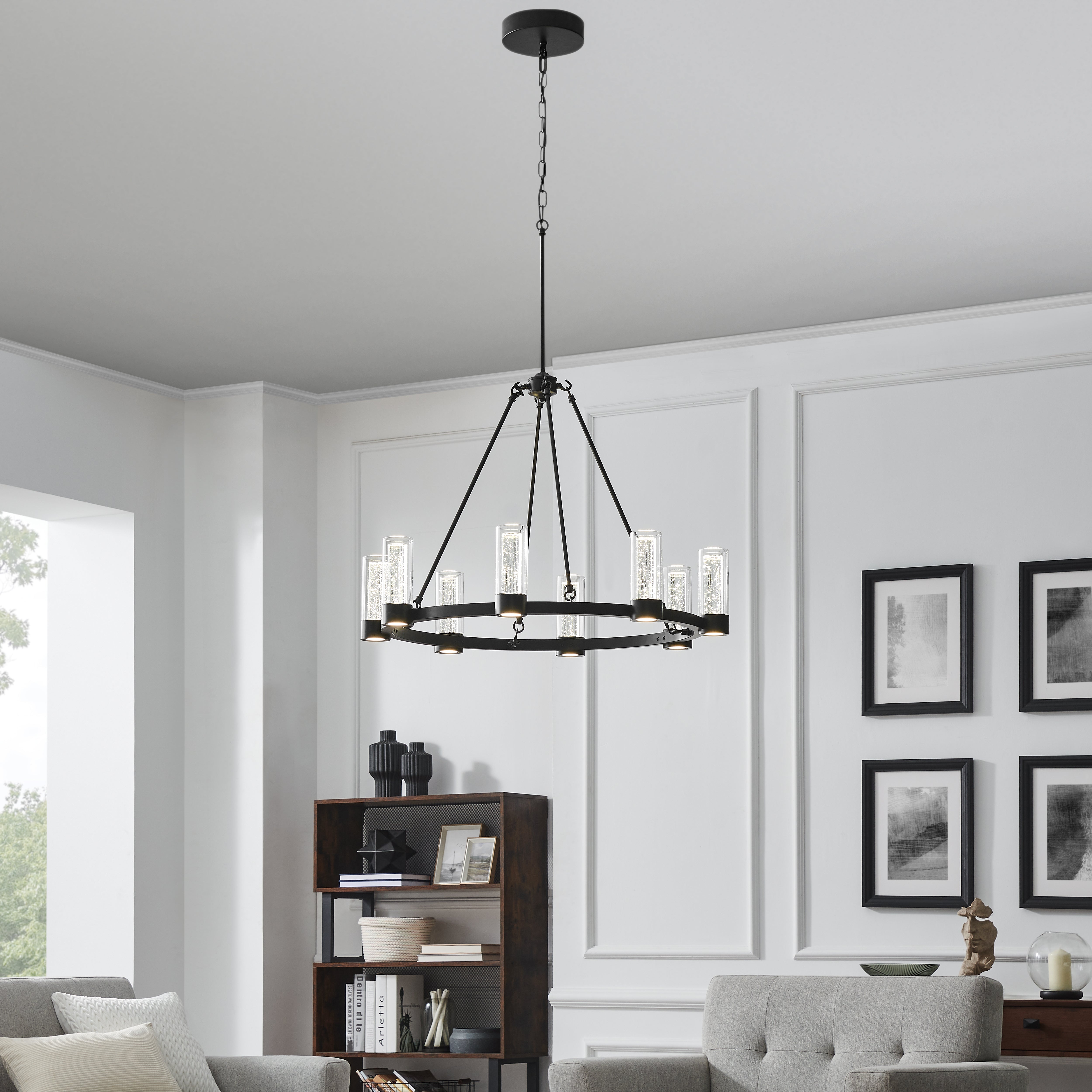 Victory 8 Light Chandelier | Matte Black