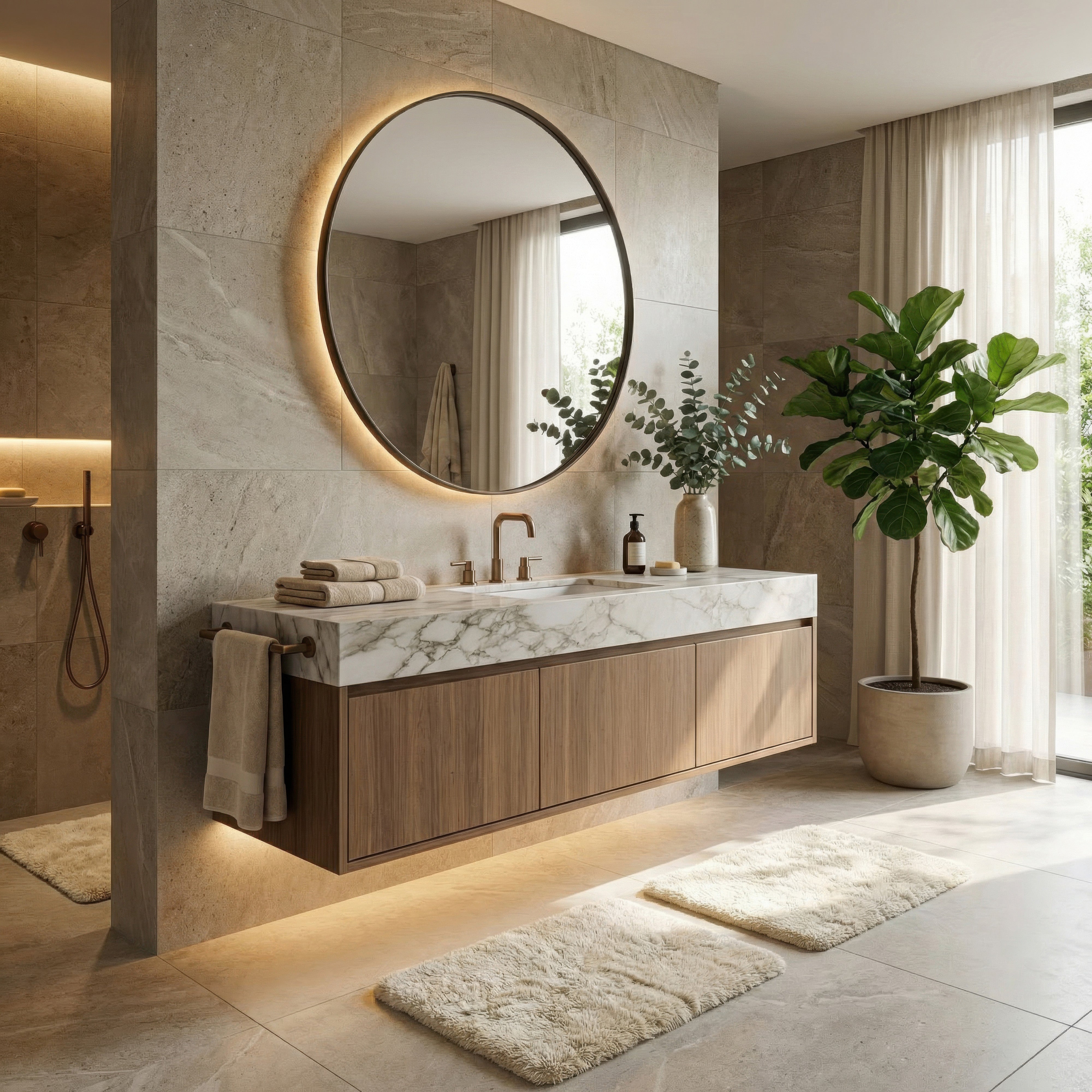 Tablet 40-in Round Wall Mirror