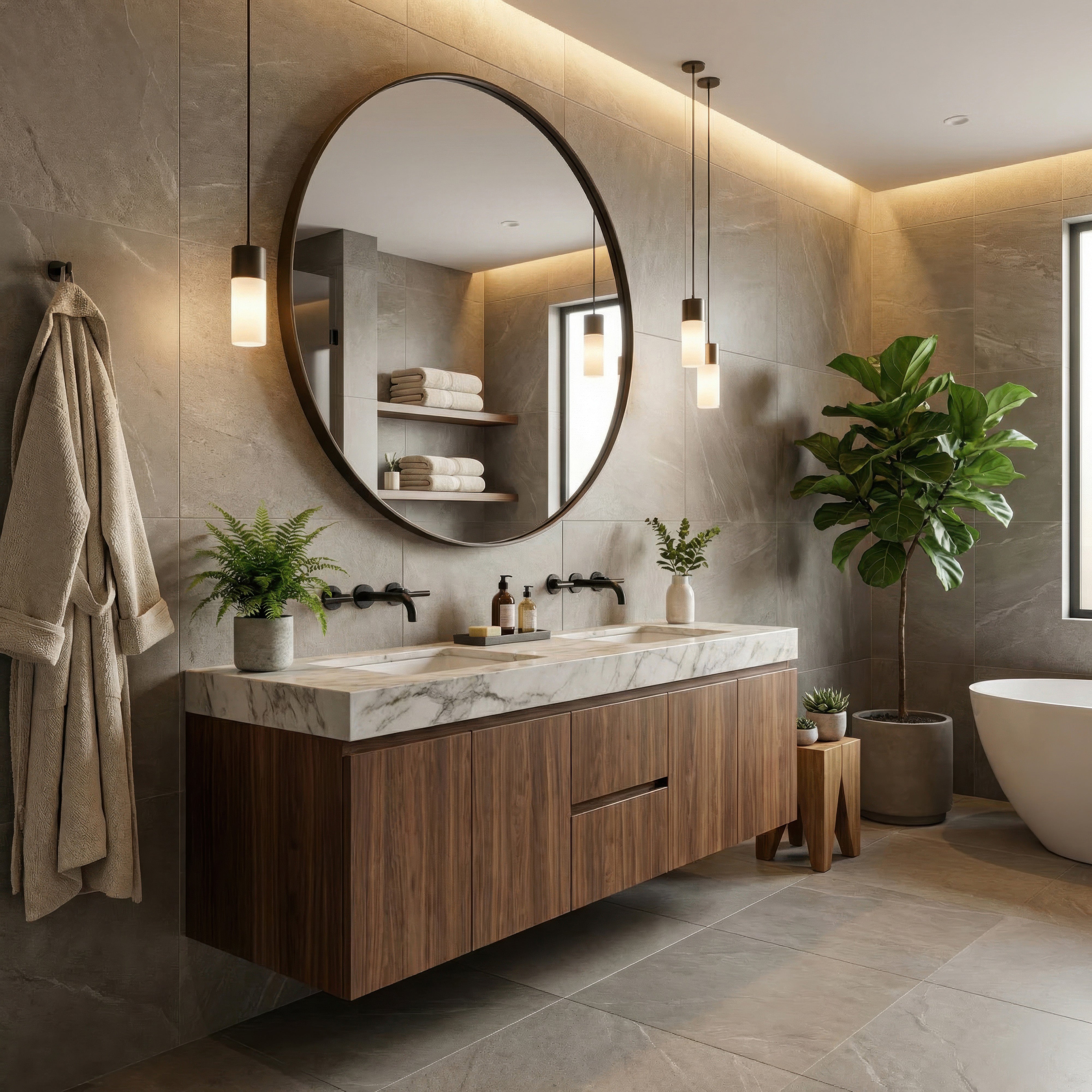 Tablet 50-in Round Wall Mirror
