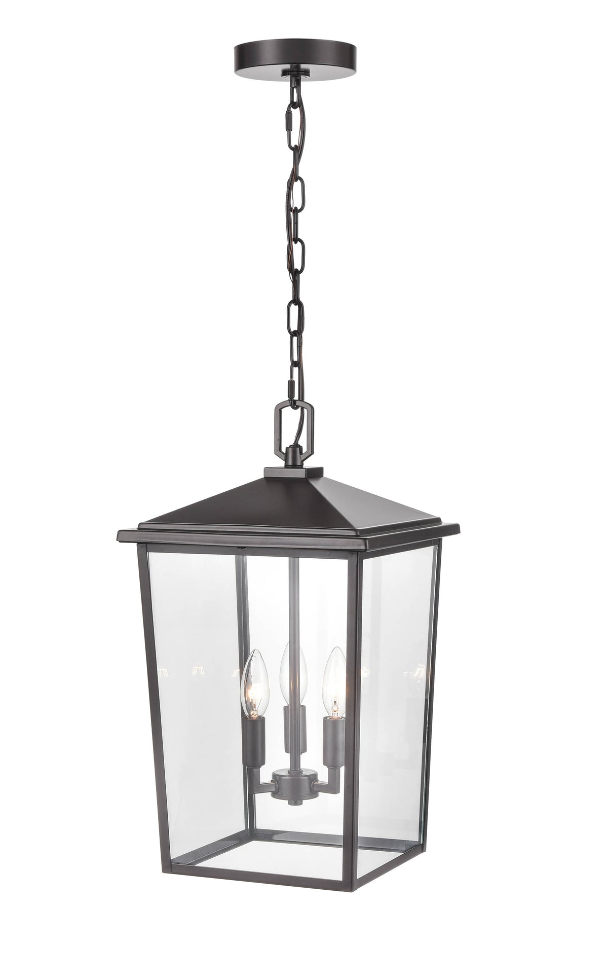 19.75'' Fetterton Powder Coated Bronze 3 Light Hanging Lantern
