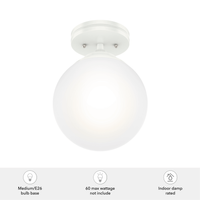 Hepburn 8-inch 1-light Matte White Semi-Flush Mount with Cased White Glass