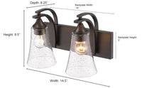 14.5'' Natalie Matte Black 2 Light Bath Vanity