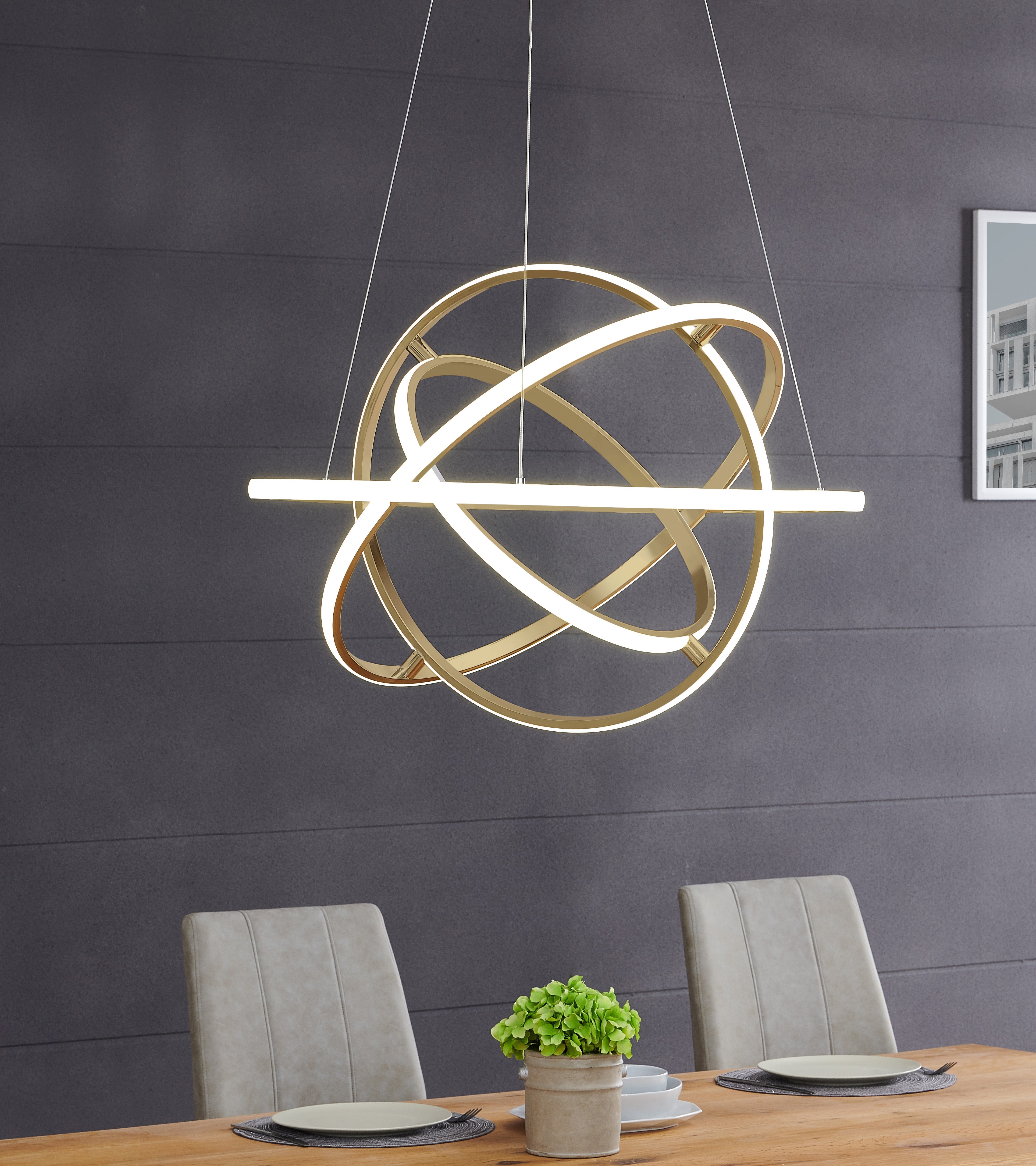 Oxford LED Adjustable Chandelier | Sandy Gold