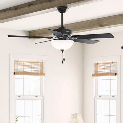 52 inch Swanson Matte Black Ceiling Fan with LED Light Kit and Pull Chain