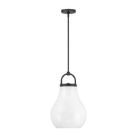 Mansfield 12-inch 1-light Matte Black Pendant Light with Opal Glass Shade
