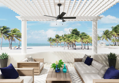 52 inch Sea Point Matte Black WeatherMax Indoor / Outdoor Ceiling Fan with LED Light Kit and Pull Chain
