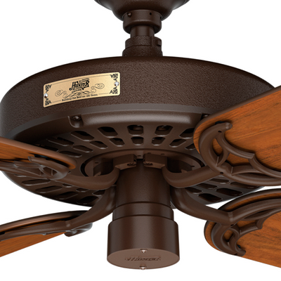 52 inch Original Chestnut Brown Damp Rated Ceiling Fan and Pull Chain