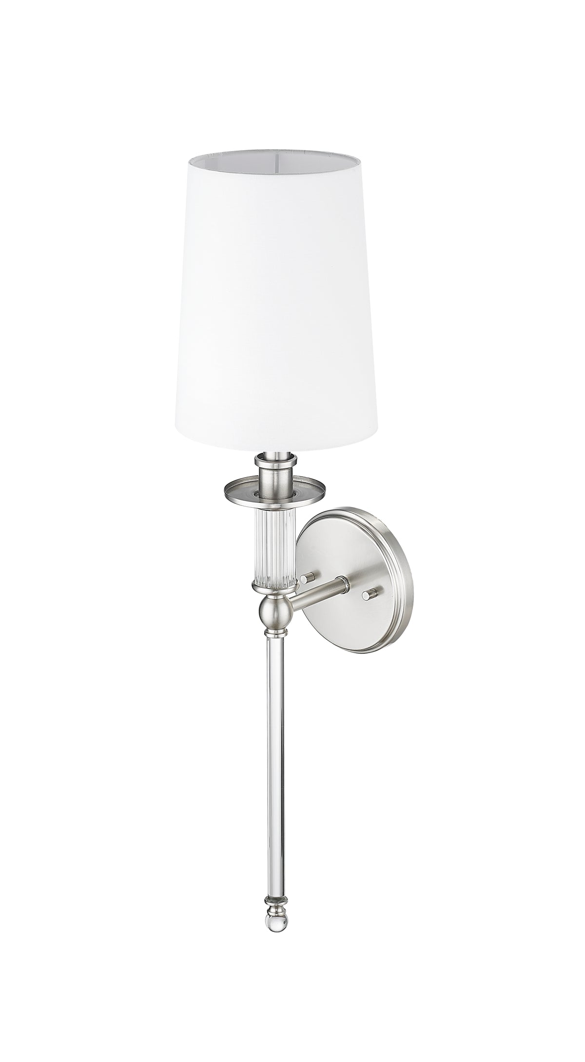 26-inch Brushed Nickel 1-Light Wall Sconce with White Shade