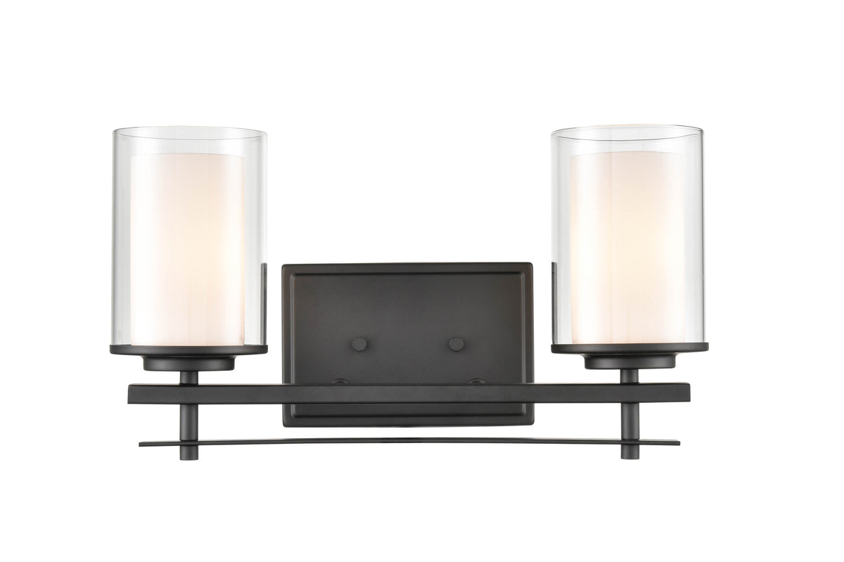 16'' Huderson Matte Black 2 Light Bath Vanity