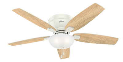 52 inch Kenbridge Fresh White Low Profile Ceiling Fan with LED Light Kit and Pull Chain