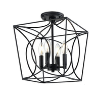 14'' Tracy Matte Black 4 Light Semi-Flush Mount