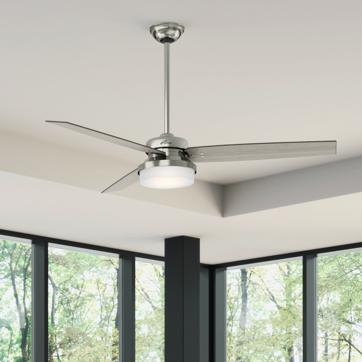 60 inch Sentinel Brushed Nickel Ceiling Fan with LED Light Kit and Handheld Remote