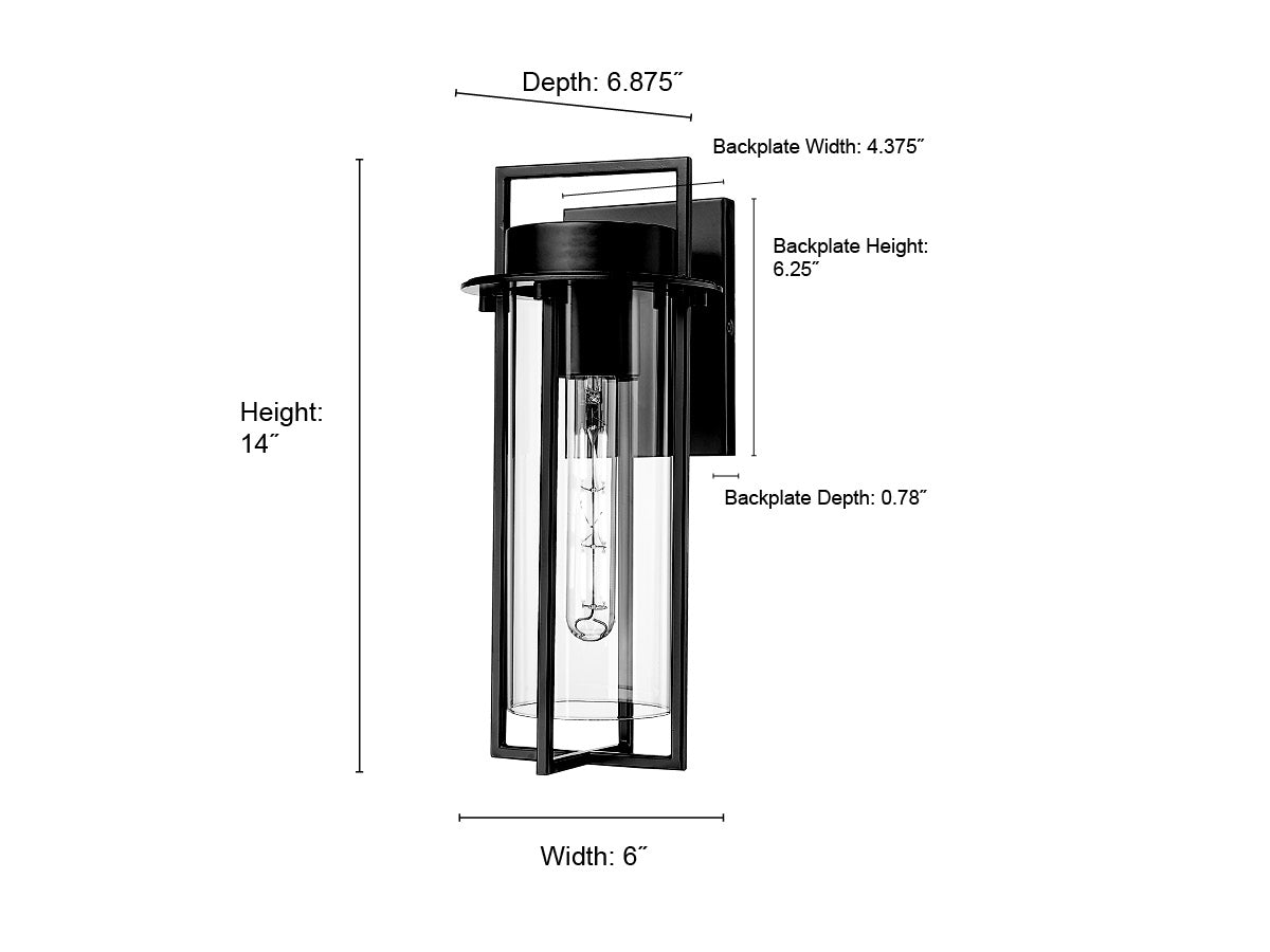6'' Russell Powder Coated Black 1 Light Wall Sconce
