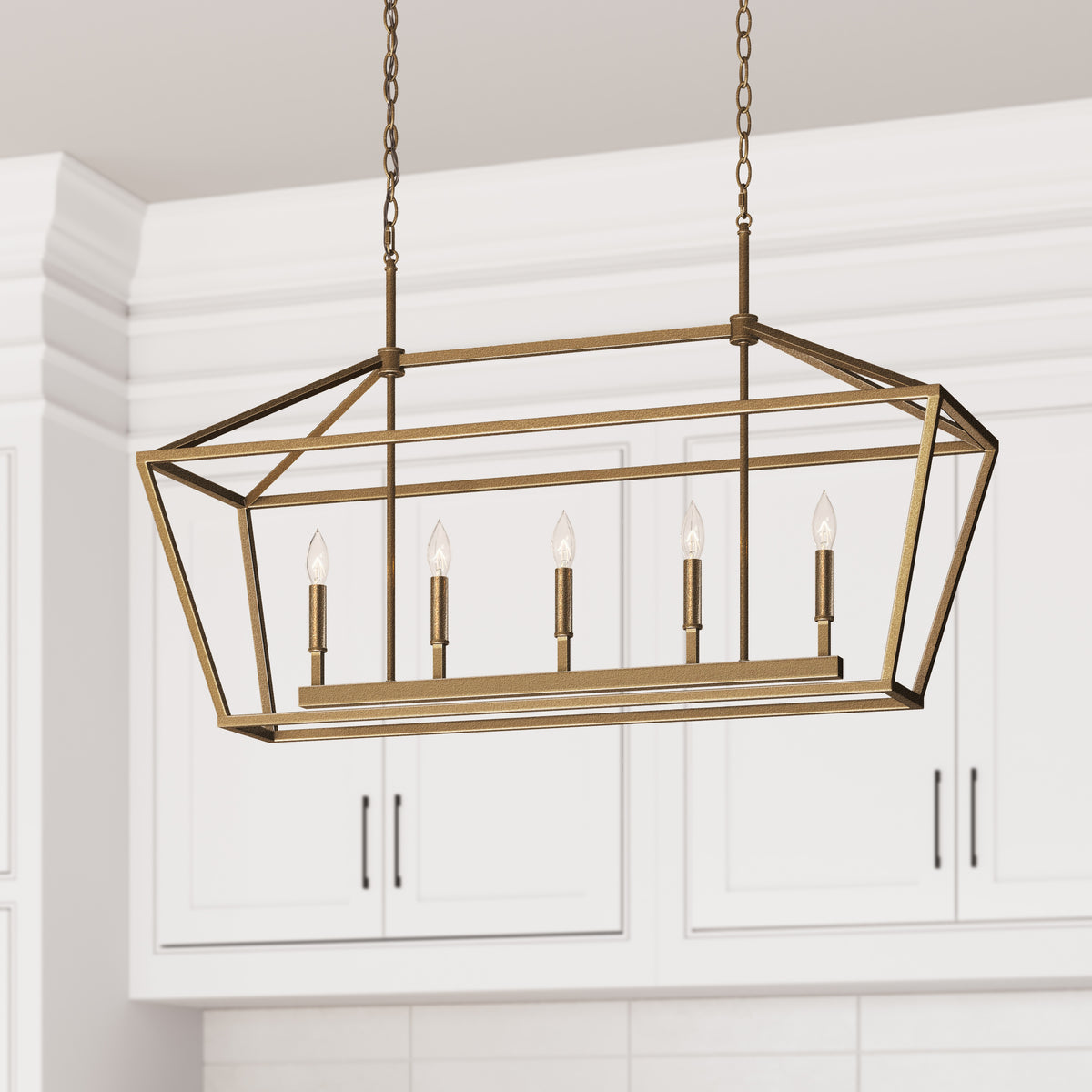 68'' Corona Vintage Gold 5 Light Linear Chandelier