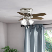 42 inch Builder Brushed Nickel Low Profile Ceiling Fan with LED Light Kit and Pull Chain