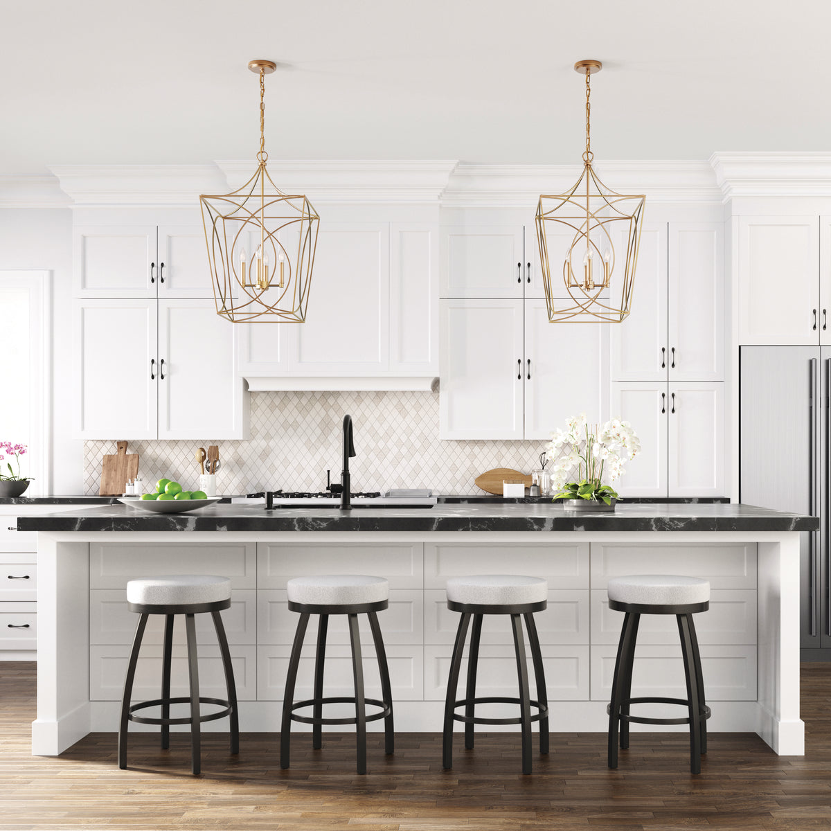 30.5'' Tracy Painted Modern Gold 4 Light Pendant