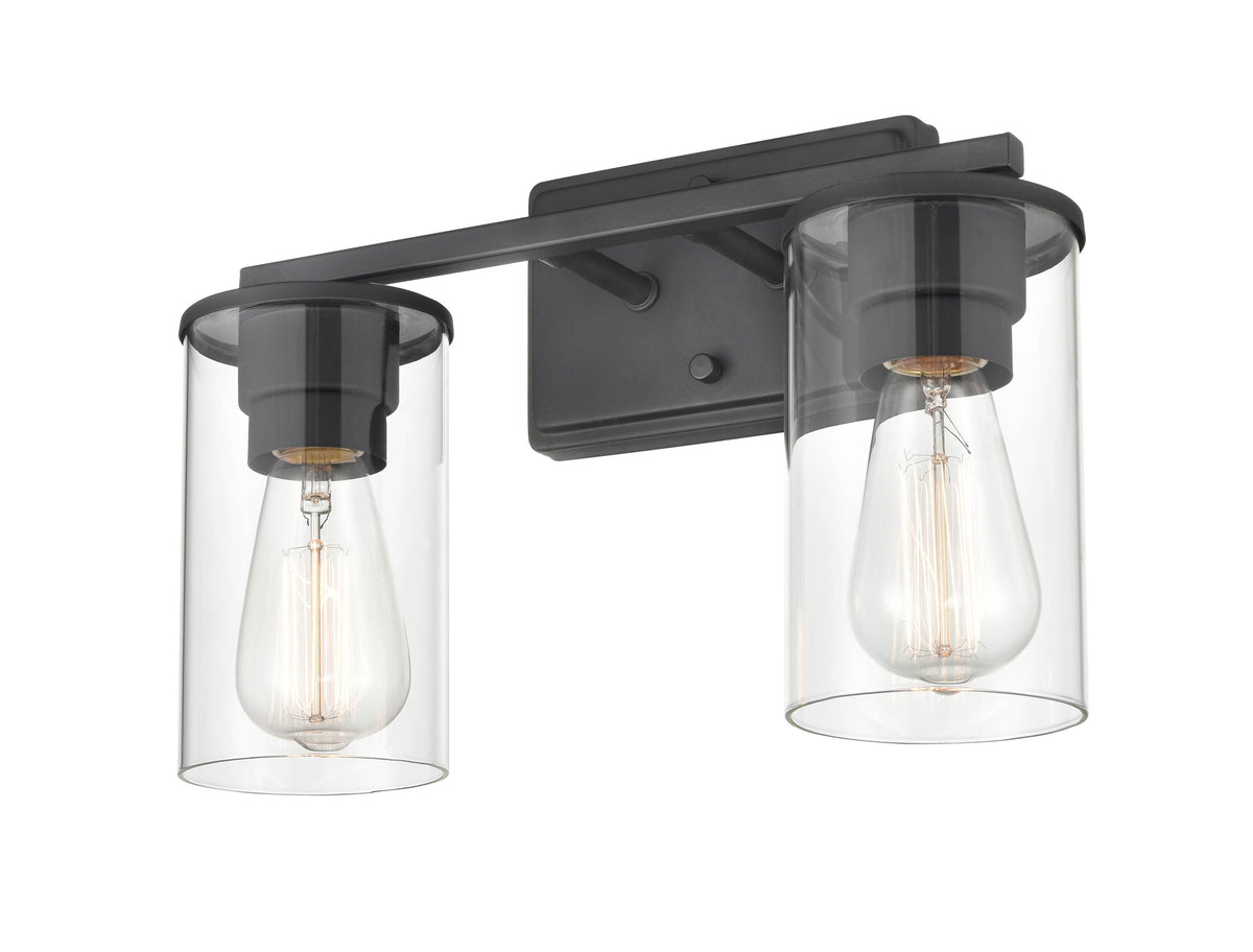 14-inch Verlana Matte Black 2-Light Clear Glass Bathroom Vanity Light