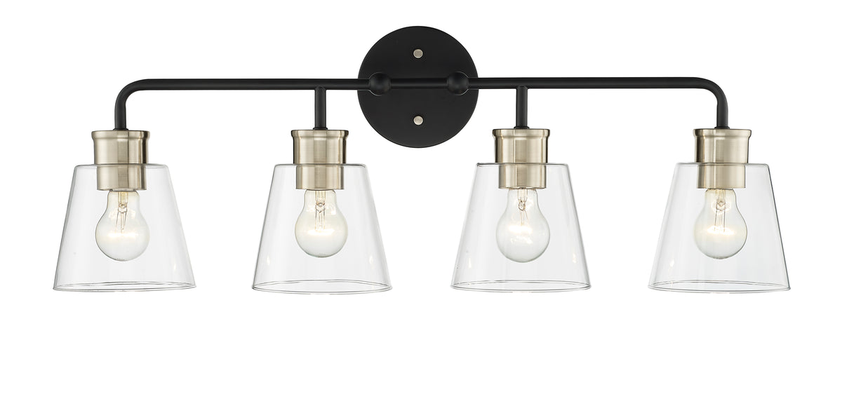 30'' Cameron Matte Black/Modern Gold 4 Light Bath Vanity