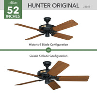 52 inch Original Matte Black Damp Rated Ceiling Fan and Pull Chain